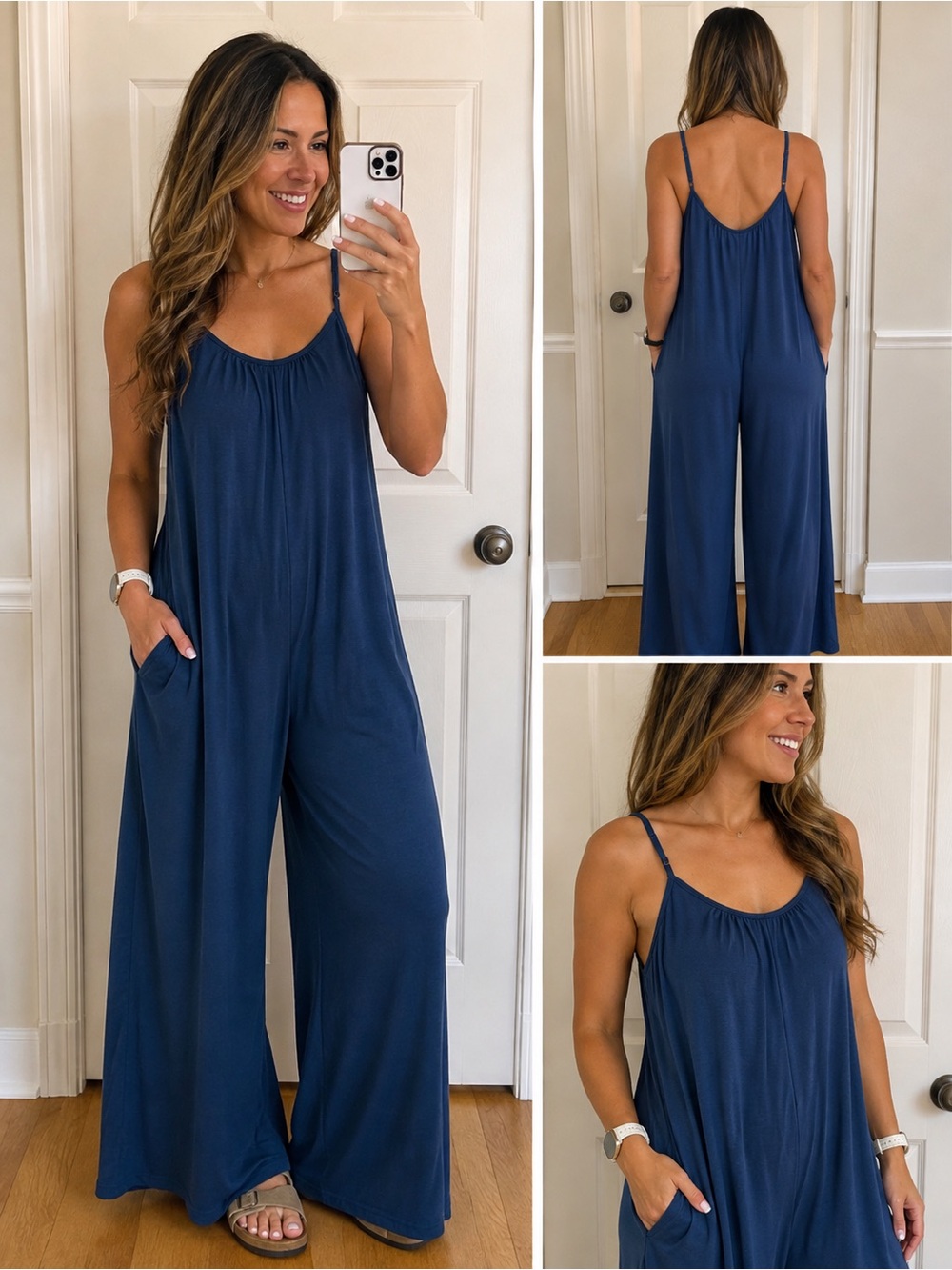 Anrabess Blue Leg Drop Crotch Jumpsuit – Medium